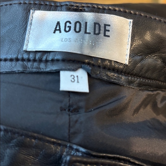 AGOLDE ‘90s Pinch Waist Recycled Leather Black High Waist Pants, Size 31 - Picture 8 of 10